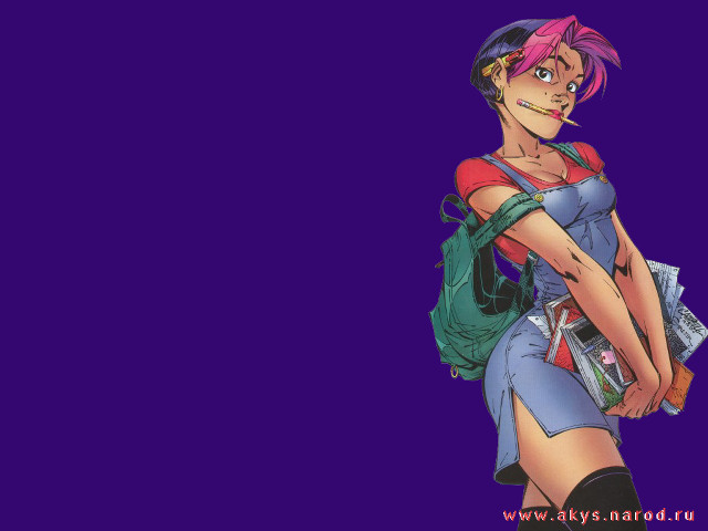 Girl backpack purple background blue free wallpaper - medium preview image