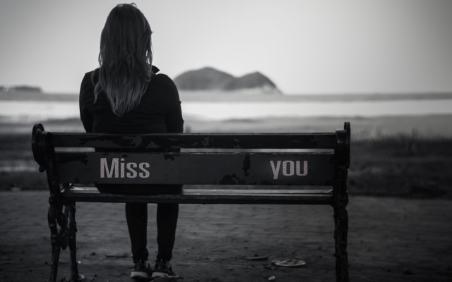 Woman bench ocean mountains miss free wallpaper - medium preview image