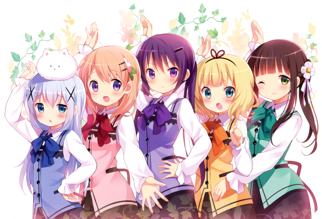 Anime girls arms around backs free wallpaper - medium preview image