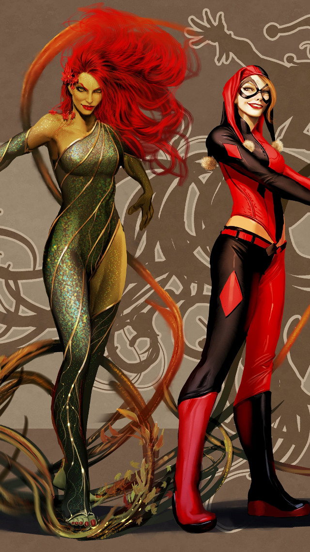 Costumed women arms around backs free wallpaper - medium preview image