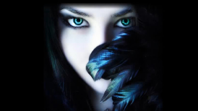 Woman blue eyes feathers hand free wallpaper - medium preview image
