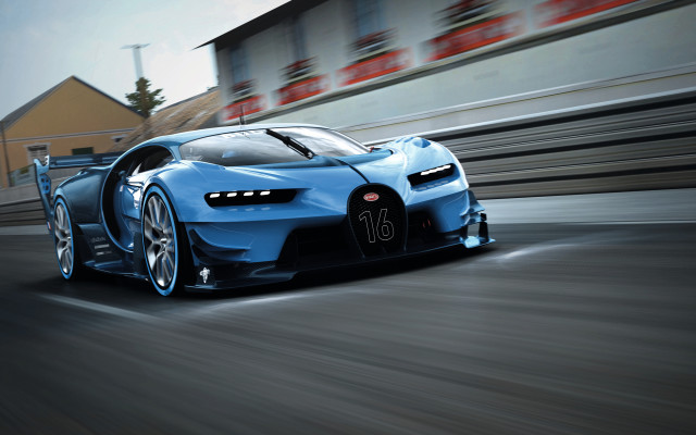 Blue bugatti race track blurry free wallpaper - medium preview image