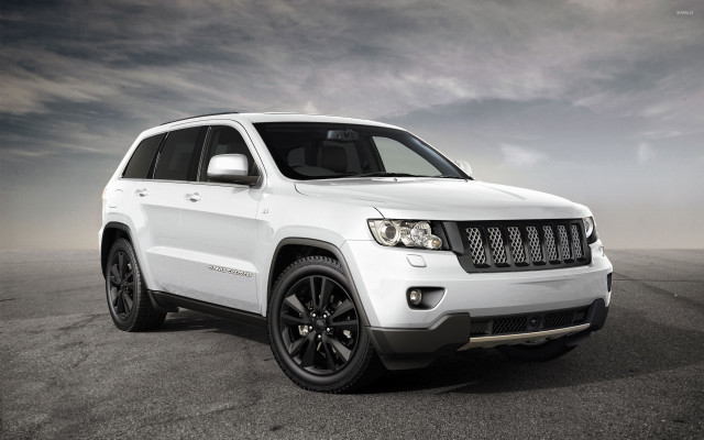 White jeep cement road cloudy #2 free wallpaper - medium preview image