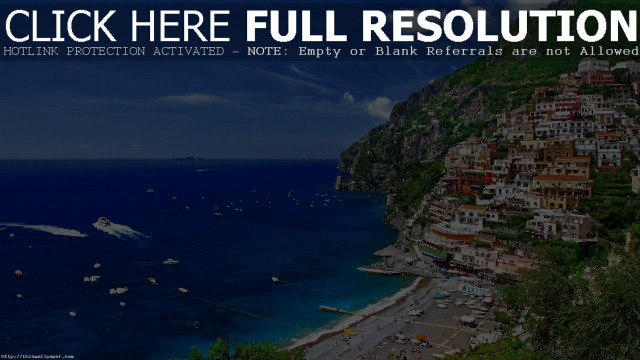 Beach boats cliff houses click free wallpaper - medium preview image