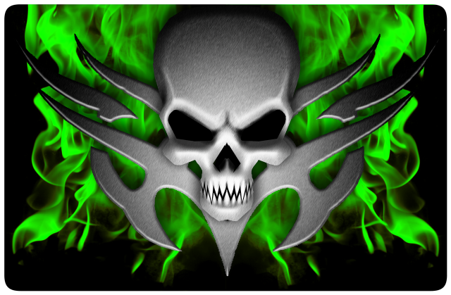Skull flames wings green fire free wallpaper - medium preview image