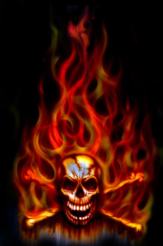Skull flamed background cross chest free wallpaper - medium preview image