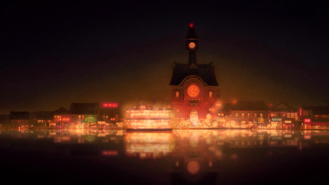 Clock tower night lights reflection #2 free wallpaper - medium preview image