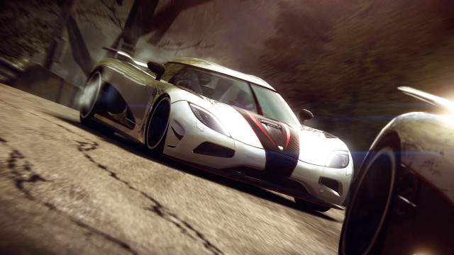 White black car driving street free wallpaper - medium preview image