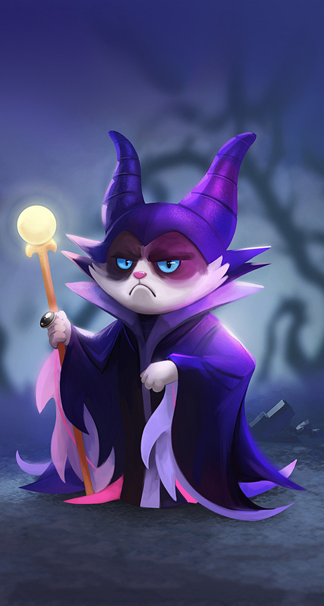 Cartoon cat wizard holding wand free wallpaper - medium preview image