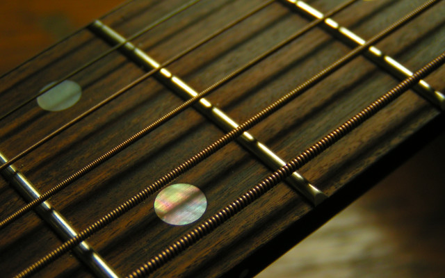 Guitar neck closeup blurry frets #3 free wallpaper - medium preview image