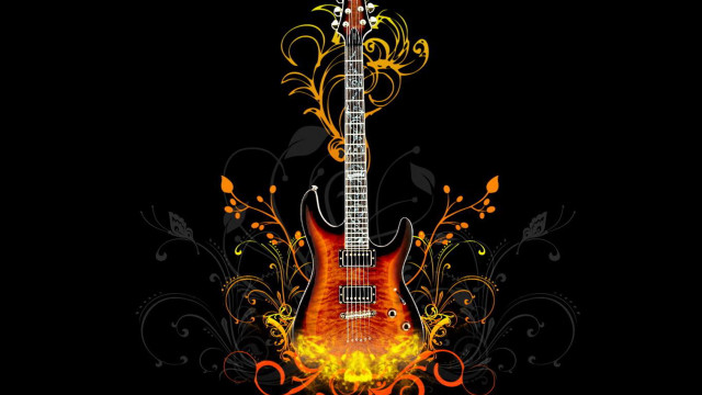 Guitar flame floral design back #2 free wallpaper - medium preview image