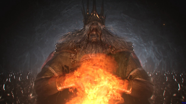 Bearded man holding fireball dark free wallpaper - medium preview image