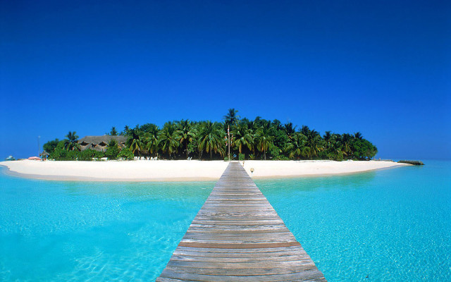 Wooden dock beach tropical island free wallpaper - medium preview image
