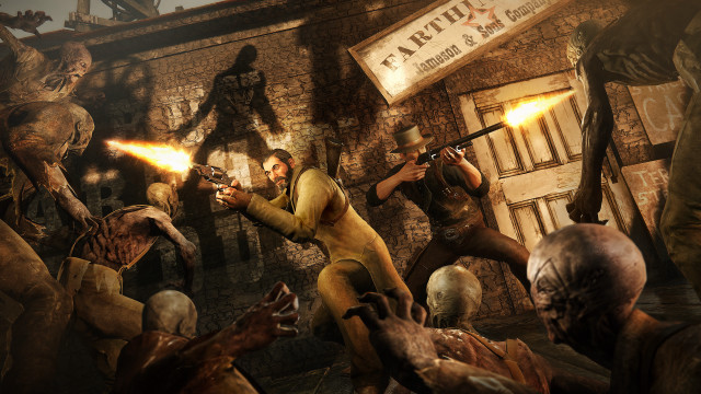 Zombies attacking man gun game free wallpaper - medium preview image