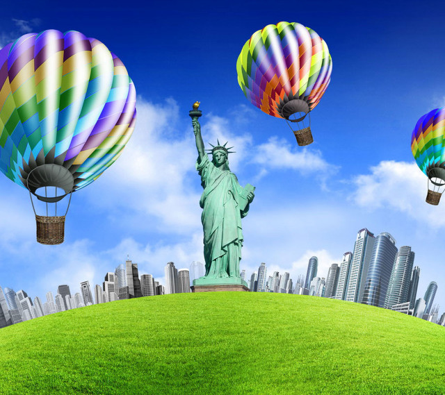 Statue liberty hot air balloons free wallpaper - medium preview image