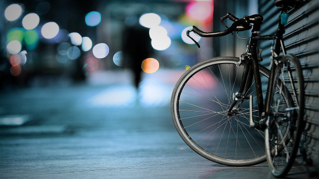 Bicycle wall night person tilt free wallpaper - medium preview image