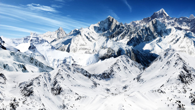 Snowy mountain range blue sky #6 free wallpaper - medium preview image
