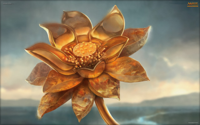 Golden flower sky background blue free wallpaper - medium preview image