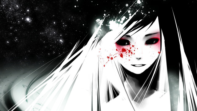 Blood red eyes white hair free wallpaper - medium preview image