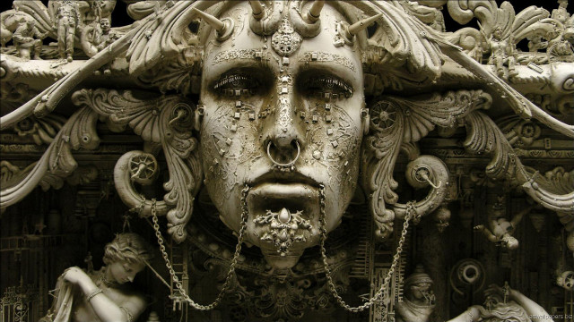 Statue face chains neck expression free wallpaper - medium preview image