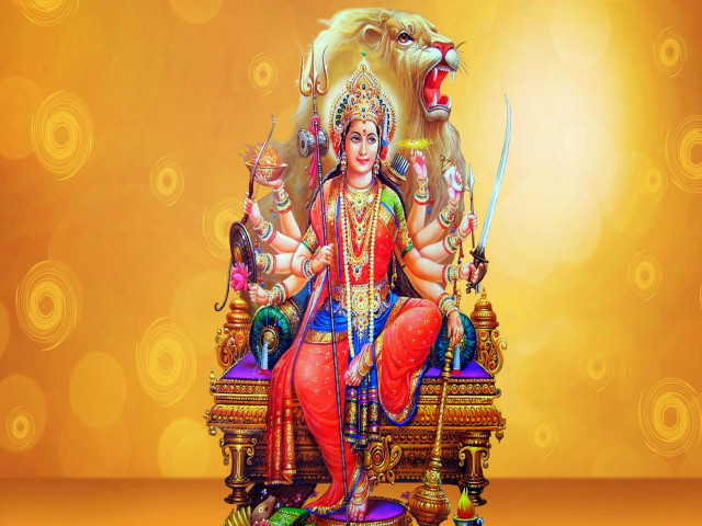 Hindu god throne deities yellow free wallpaper - medium preview image