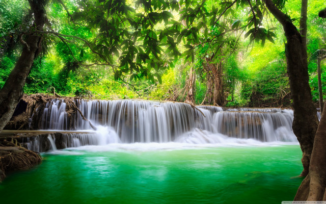 Waterfall forest green water trees #2 free wallpaper - medium preview image