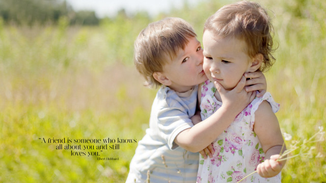 Little girls kissing field grass free wallpaper - medium preview image