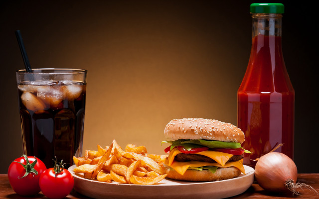 Plate sandwich fries drink soda free wallpaper - medium preview image