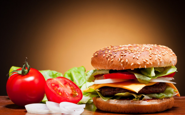 Hamburger lettuce tomato cheese onion free wallpaper - medium preview image