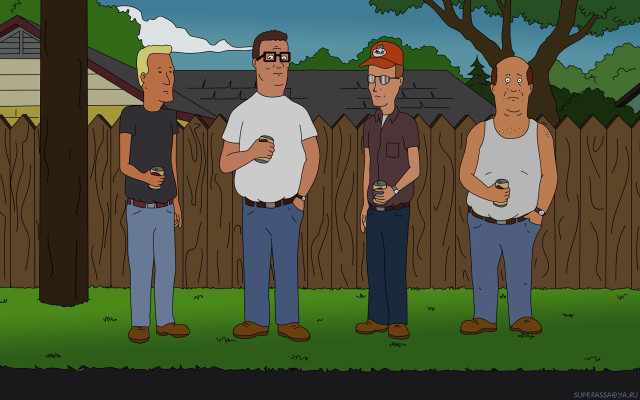 Men standing yard fence trees free wallpaper - medium preview image