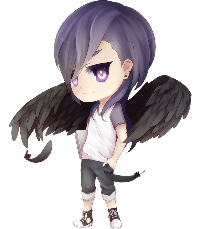 Cartoon character purple hair wings free wallpaper - medium preview image