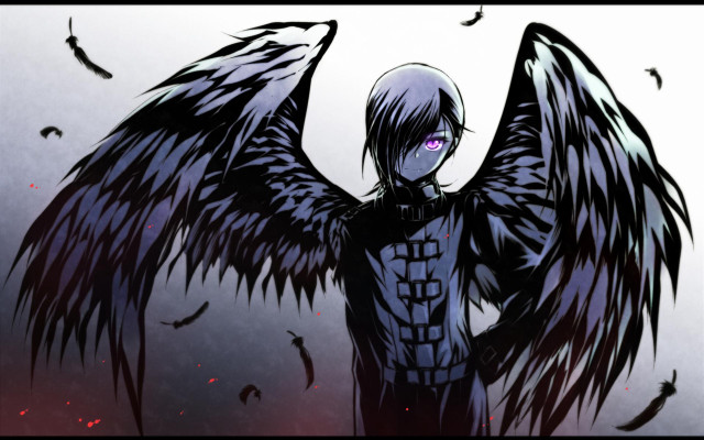 Man black wings flock birds free wallpaper - medium preview image