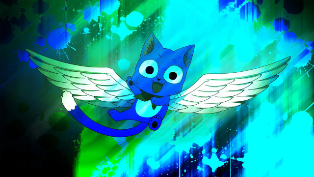 Blue cat wings aurora glowing free wallpaper - medium preview image