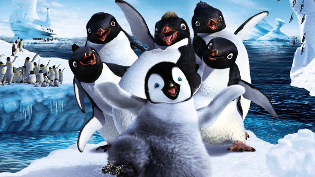Penguins snow iceberg group standing free wallpaper - medium preview image