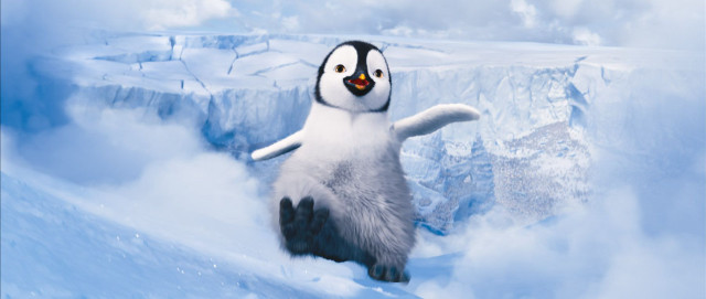 Penguin standing hind legs snow free wallpaper - medium preview image