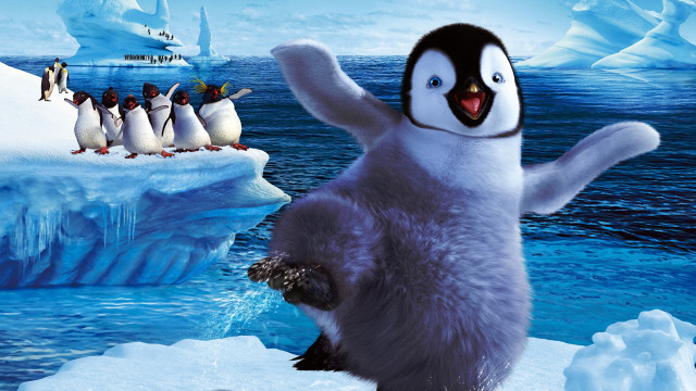 Penguin standing group iceberg back free wallpaper - medium preview image
