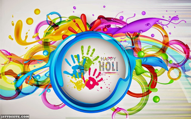 Colorful holi background happy handprints free wallpaper - medium preview image