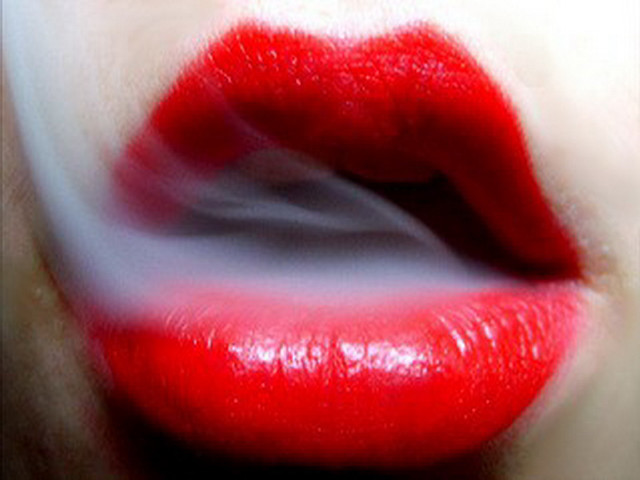 Woman lips red white stripe free wallpaper - medium preview image