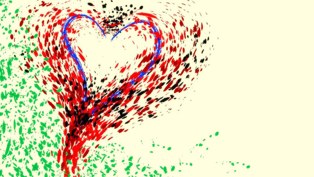 Heart painting red blue stroke free wallpaper - medium preview image