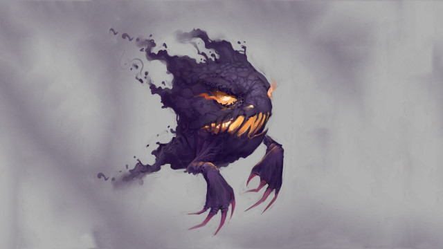 Purple creature orange eyes black free wallpaper - medium preview image
