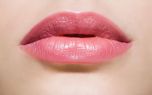 Womans pink lips glossy photorealistic free wallpaper - medium preview image
