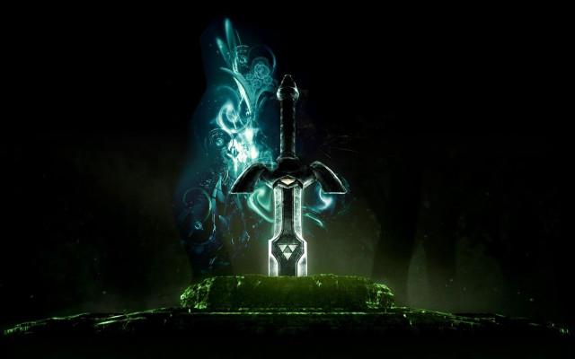 Sword glowing green light black free wallpaper - medium preview image