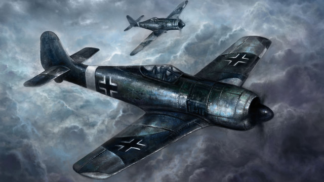 Airplanes flying sky together painting free wallpaper - medium preview image