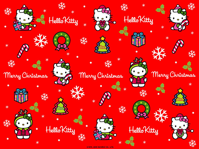 Hello kitty christmas red snowflakes free wallpaper - medium preview image