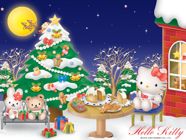 Christmas tree stuffed animals house free wallpaper - medium preview image