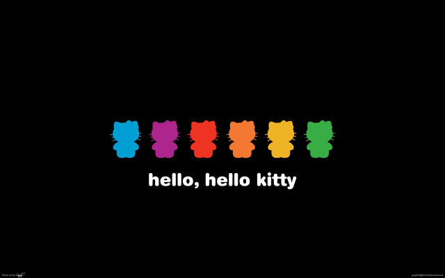 Black background rainbow hello kitty free wallpaper - medium preview image
