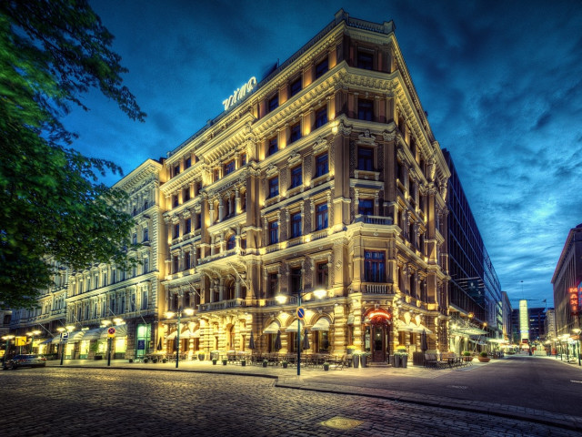 Large building clock nighttime city free wallpaper - medium preview image