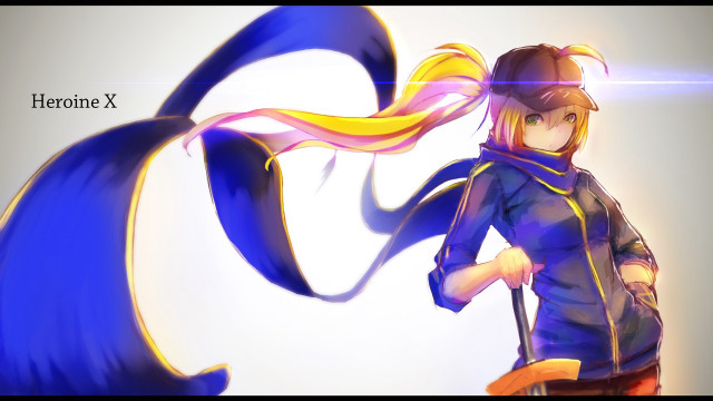 Woman blue jacket yellow scarf #2 free wallpaper - medium preview image