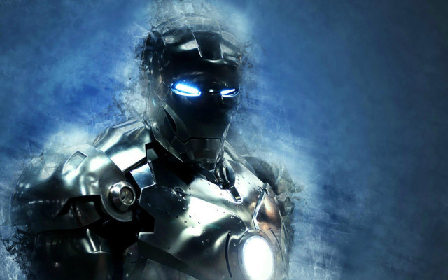 Robot glowing eyes dark smoke free wallpaper - medium preview image