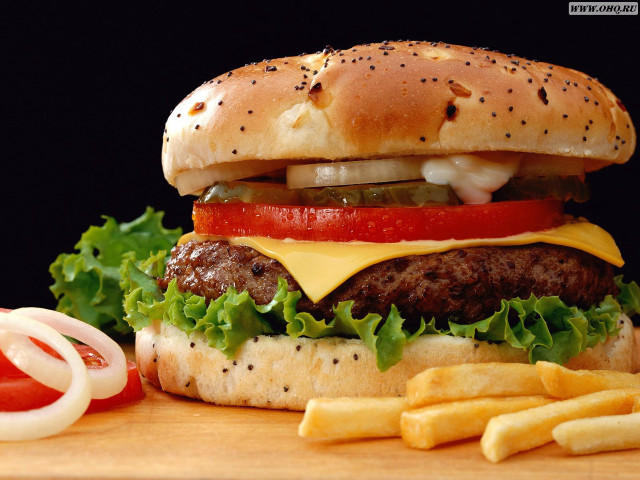 Hamburger cheese lettuce tomato onion #3 free wallpaper - medium preview image